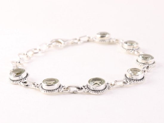Bewerkte zilveren armband met groene amethist afbeelding 2