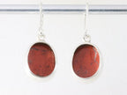 Ovale hoogglans zilveren oorbellen met rode jaspis afbeelding 3