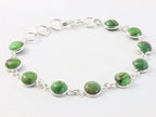 Fijne zilveren armband met groene koperturkoois afbeelding 2