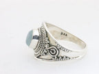 Bewerkte zilveren ring met aqua chalcedoon afbeelding 2