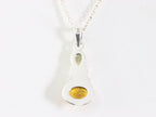 Fijne bewerkte zilveren hanger met amber en citrien aan ketting afbeelding 3