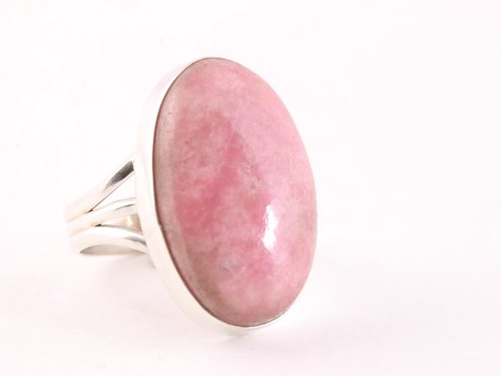 Grote ovale zilveren ring met thuliet afbeelding 1