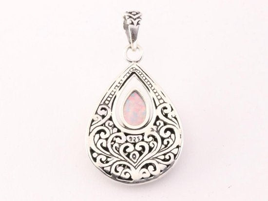 Bewerkte druppelvormige zilveren hanger met welo opaal afbeelding 3