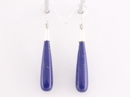 Zilveren oorbellen met pegels lapis lazuli afbeelding 2