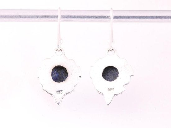 Bewerkte zilveren oorbellen met lapis lazuli afbeelding 3