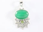 Bewerkte zilveren hanger met groene onyx en peridoot afbeelding 3