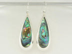 Grote druppelvormige zilveren oorbellen met abalone schelp afbeelding 4