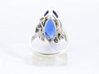 Zware zilveren ring met blauwe saffier en marcasiet afbeelding 3