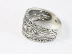 Traditionele opengewerkte zilveren ring met 18k gouden decoraties afbeelding 2