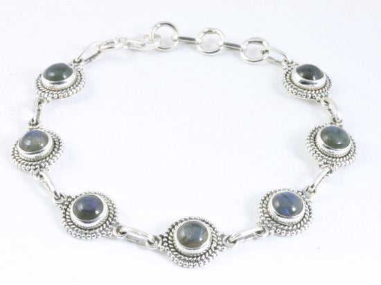Bewerkte zilveren armband met labradoriet afbeelding 1