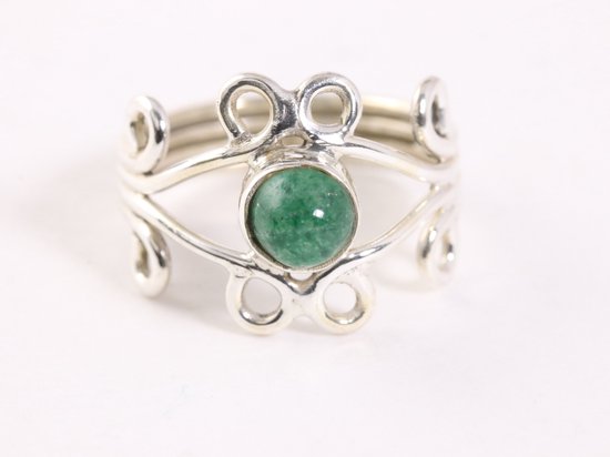 Fijne opengewerkte zilveren ring met jade afbeelding 4