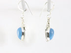 Fijne bewerkte zilveren oorbellen met blauwe chalcedoon afbeelding 2