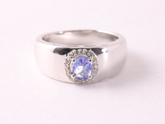Hoogglans zilveren ring met tanzaniet en witte topaas afbeelding 4