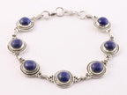 Bewerkte zilveren schakelarmband met lapis lazuli afbeelding 1