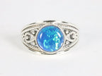 Opengewerkte zilveren ring met blauwe opaal afbeelding 4