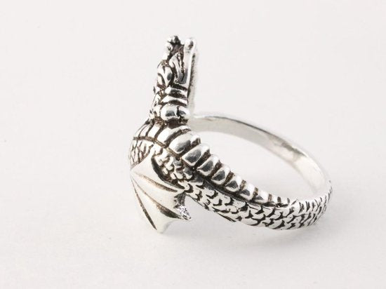 Zilveren draak ring afbeelding 4
