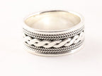 Zilveren ring met kruiskabelpatroon afbeelding 1