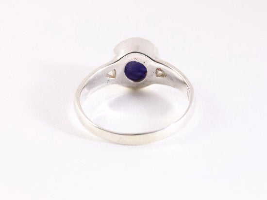 Zilveren ring met blauwe saffier afbeelding 3