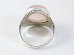 Zware bewerkte zilveren ring met rozenkwarts afbeelding 3