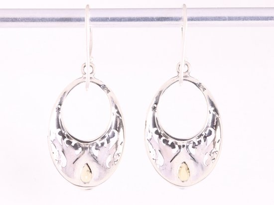 Opengewerkte zilveren oorbellen met citrien afbeelding 3