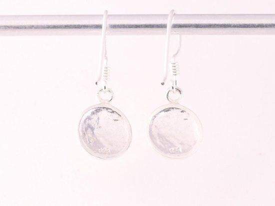 Fijne ronde zilveren oorbellen met lotus bloem afbeelding 3