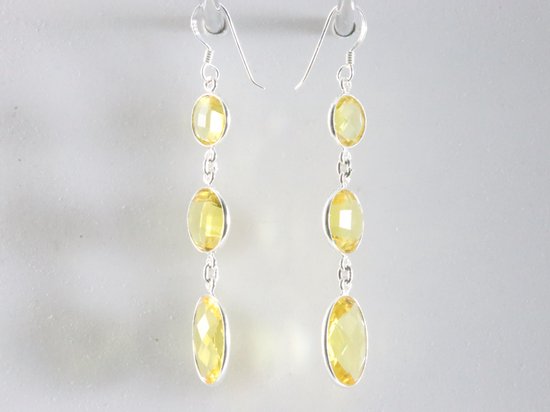 Lange zilveren oorbellen met citrien afbeelding 2