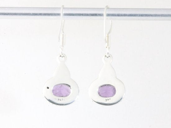 Fijne bewerkte zilveren oorbellen met amethist afbeelding 3