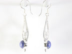 Lange opengewerkte zilveren oorbellen met lapis lazuli afbeelding 2