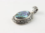 Opengewerkte zilveren hanger met abalone schelp afbeelding 2