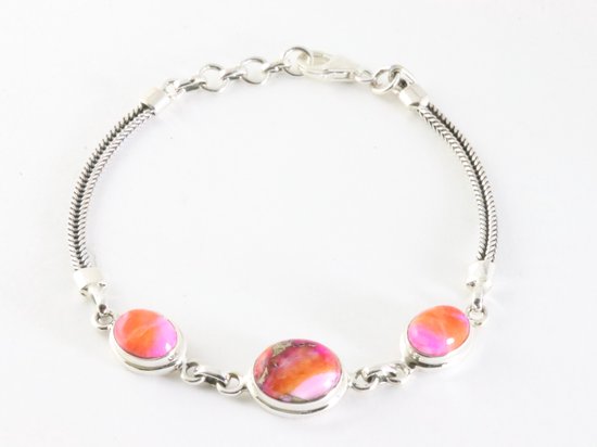 Zilveren armband met spin oyster turkoois afbeelding 1