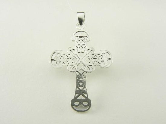 Opengewerkte zilveren kruishanger afbeelding 3