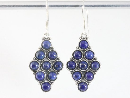 Bewerkte zilveren oorbellen met lapis lazuli afbeelding 4
