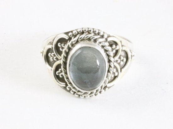 Bewerkte zilveren ring met aquamarijn afbeelding 4