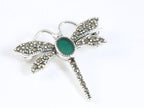 Zilveren libelle broche met jade en marcasiet afbeelding 1