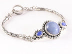 Traditionele zilveren armband met blauwe lace agaat en koningsschakels afbeelding 2