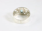 Opengewerkte zilveren ring met blauwe topaas afbeelding 3