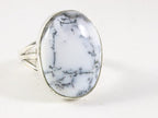 Grote ovale zilveren ring met dendriet opaal afbeelding 1