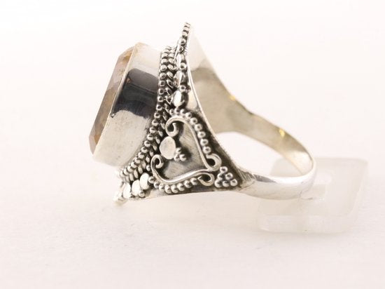 Bewerkte zilveren ring met citrien afbeelding 2