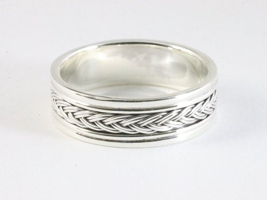 Zilveren ring met kabelpatroon afbeelding 1