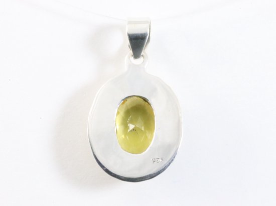 Fijne bewerkte ovale zilveren hanger met citrien afbeelding 3