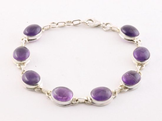 Zilveren schakelarmband met amethist afbeelding 1