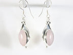 Bewerkte zilveren oorbellen met rozenkwarts afbeelding 2