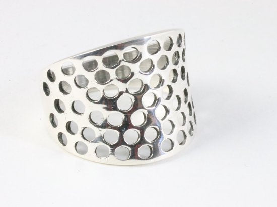 Brede opengewerkte zilveren ring afbeelding 1