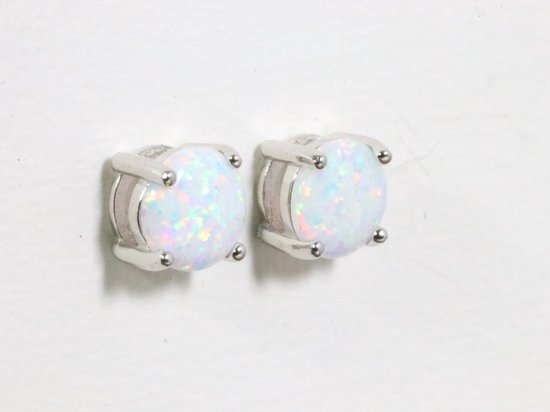 Fijne zilveren oorstekers met welo opaal afbeelding 1
