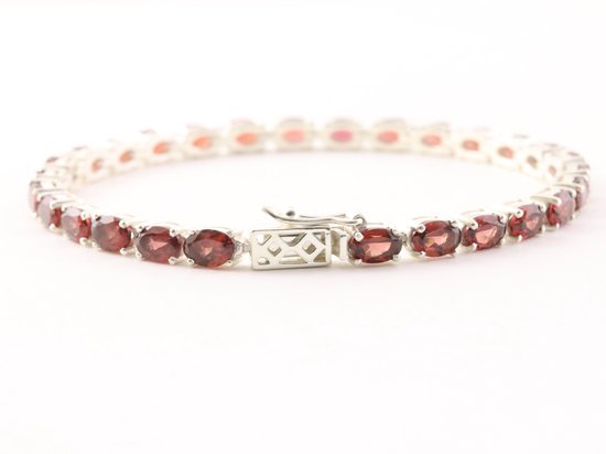 Zilveren tennisarmband met granaat afbeelding 3