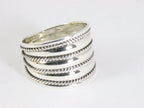 Brede zilveren ring met kabelpatronen afbeelding 1