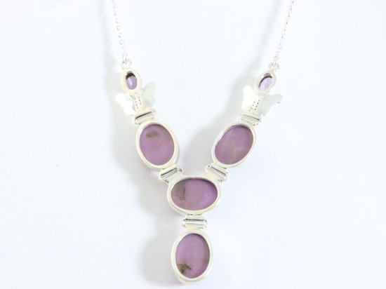 Zilveren ketting met paarse fosfosideriet en amethist afbeelding 2