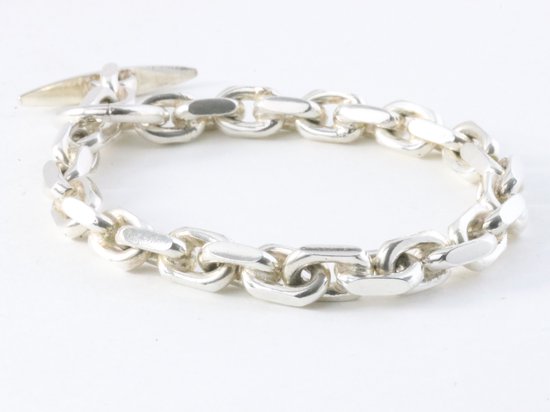 Zware zilveren armband met anker schakels afbeelding 2