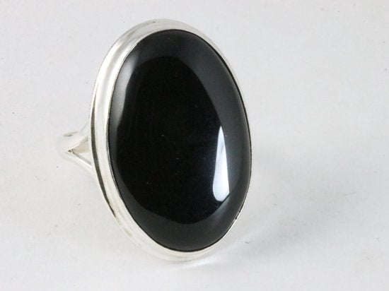 Grote ovale zilveren ring met onyx afbeelding 1