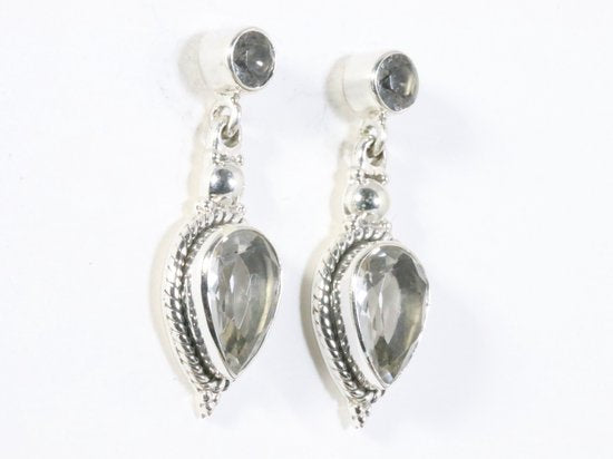 Bewerkte zilveren oorstekers met bergkristal afbeelding 2